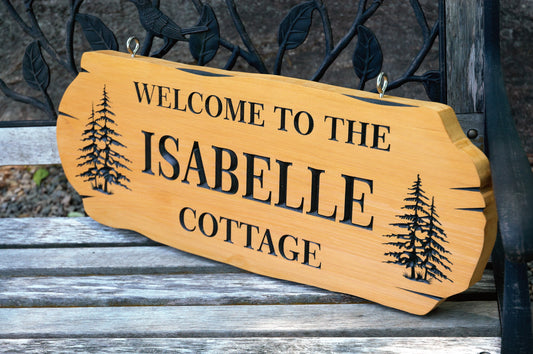 Cedar Road Sign, 2 trees and 3 lines of Text - Maison Muskoka