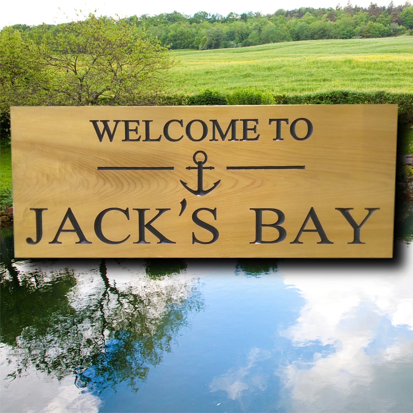 Cedar Road Sign, Rectangular with Anchor