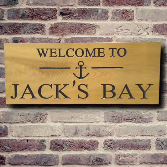 Cedar Road Sign, Rectangular with Anchor