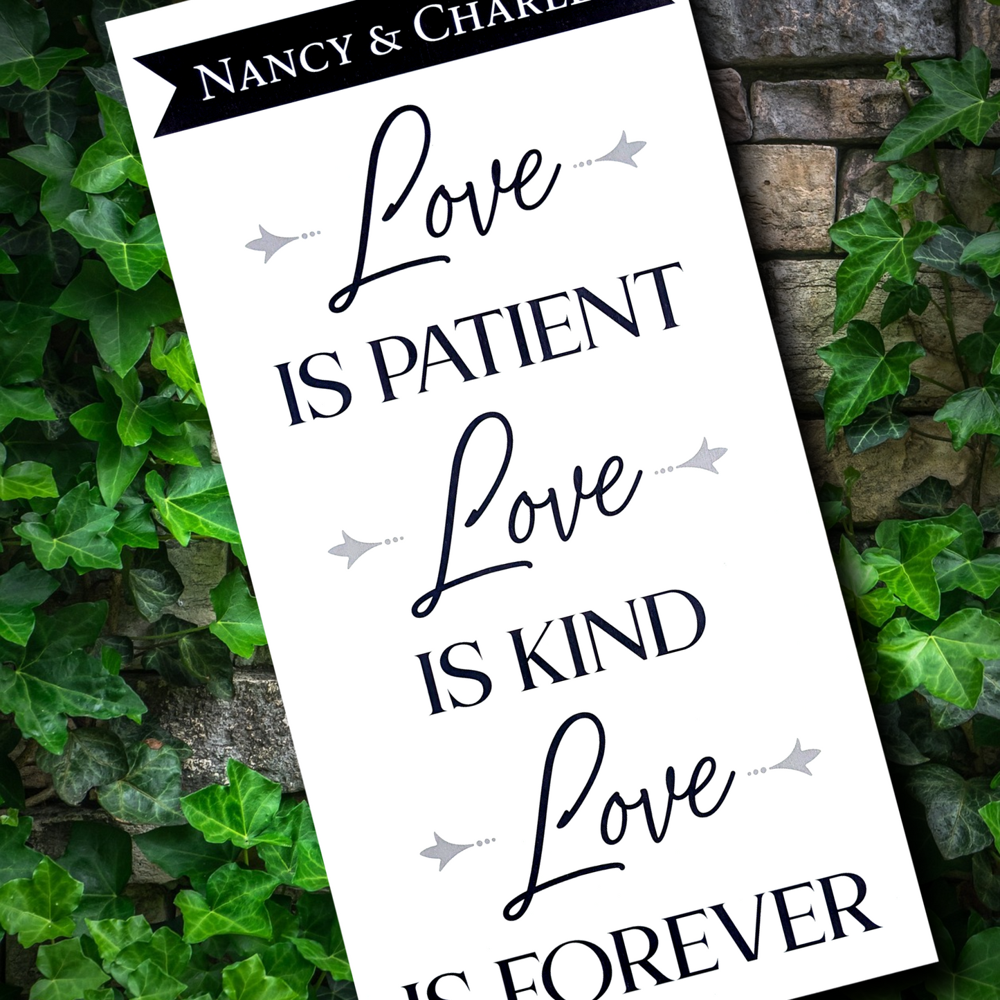Love is patient, Love is Kind, Love is Forever sign