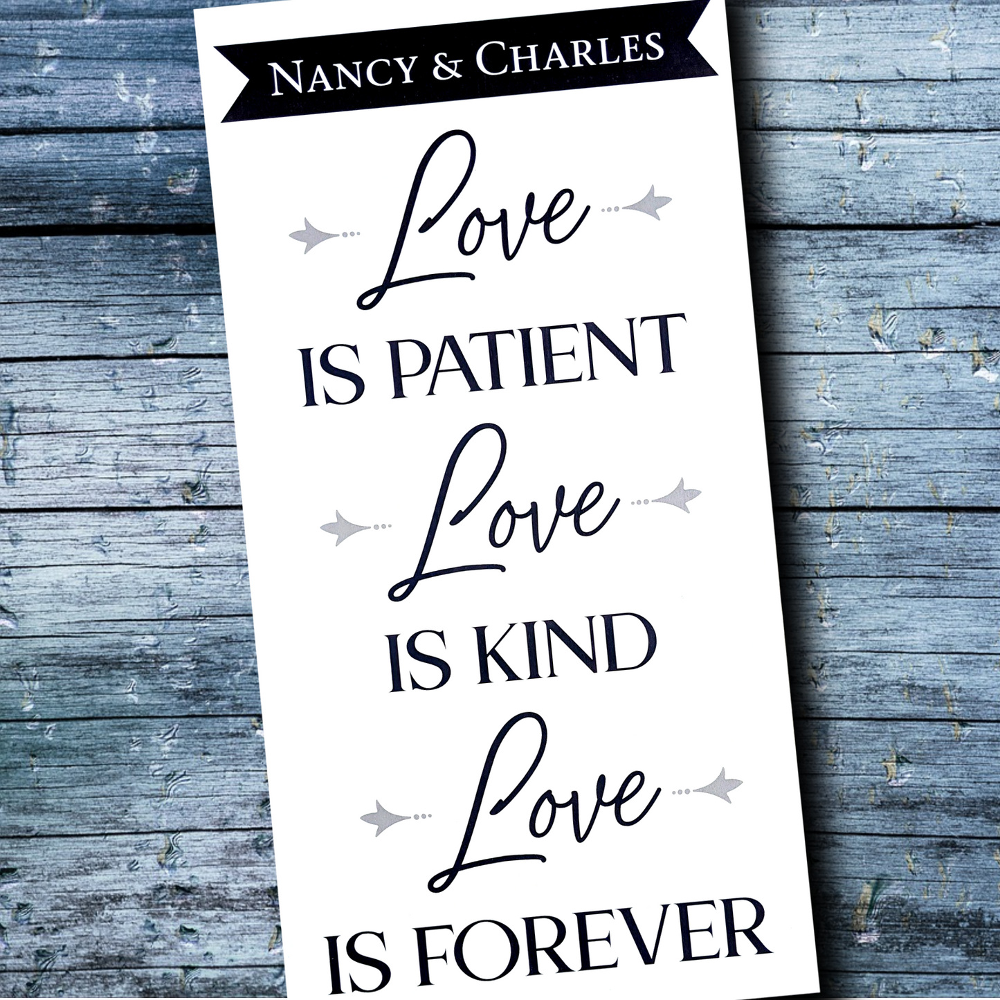 Love is patient, Love is Kind, Love is Forever sign