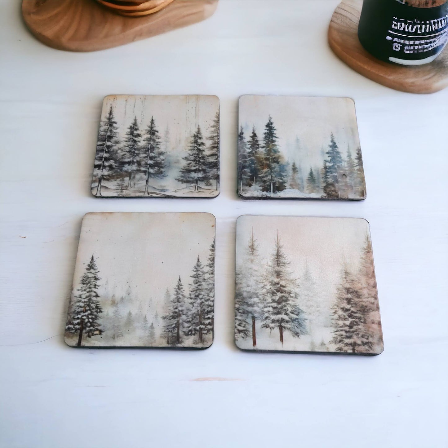Winter Scene coaster Set of 4 with free shipping in Canada