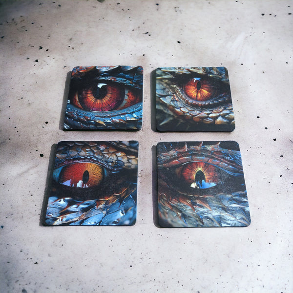 Dragon Eye wood coaster Set of 4 with free shipping in Canada