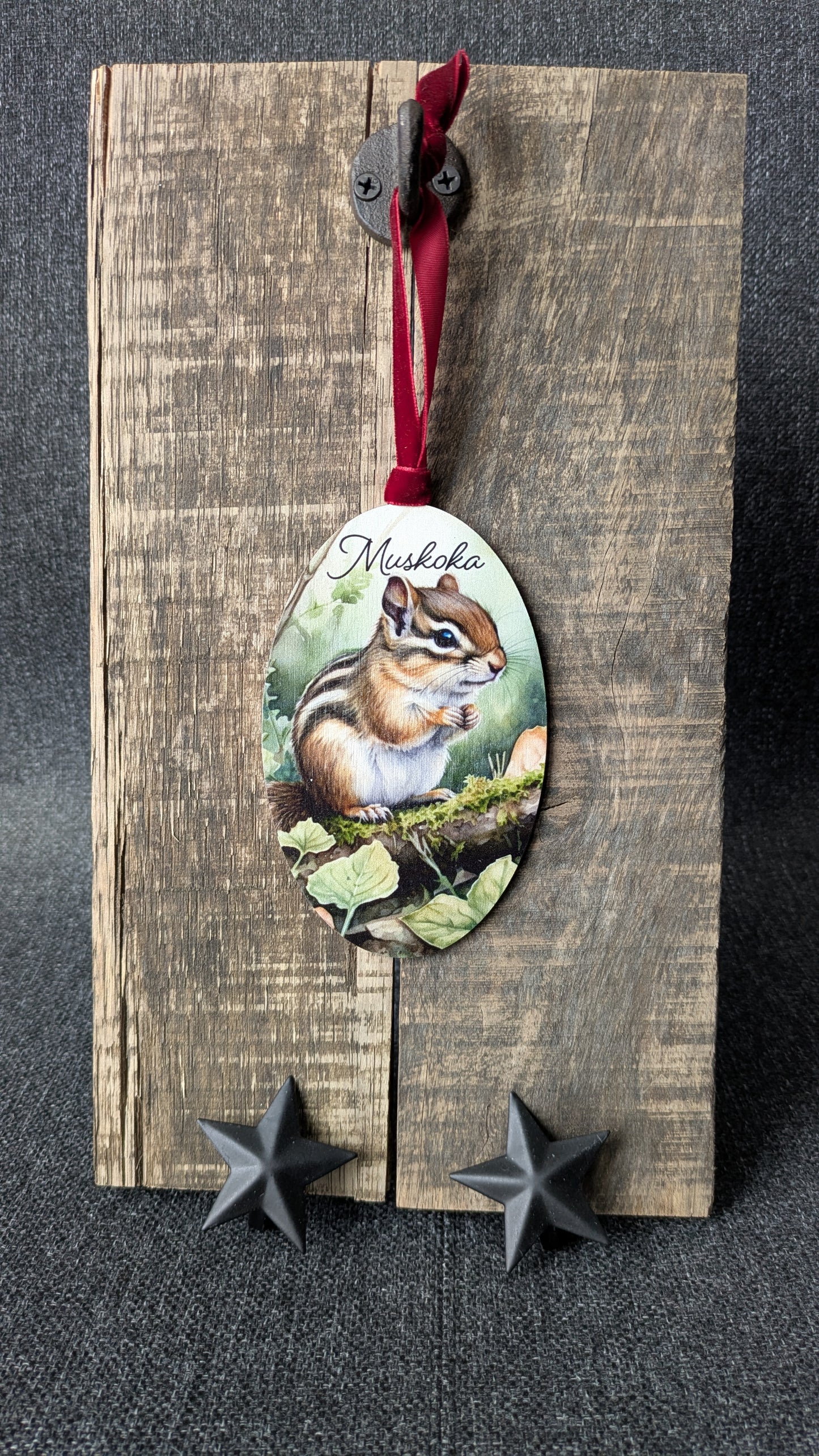 Rustic Muskoka Christmas Ornament – Chipmunk Nature Art