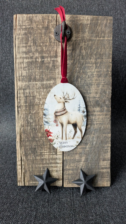Wooden Christmas Ornament – Winter Deer with Scarf