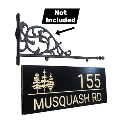 House number,Home address wood sign,carved wooden cottage sign with pine trees, Christmas gift,modern driveway name sign