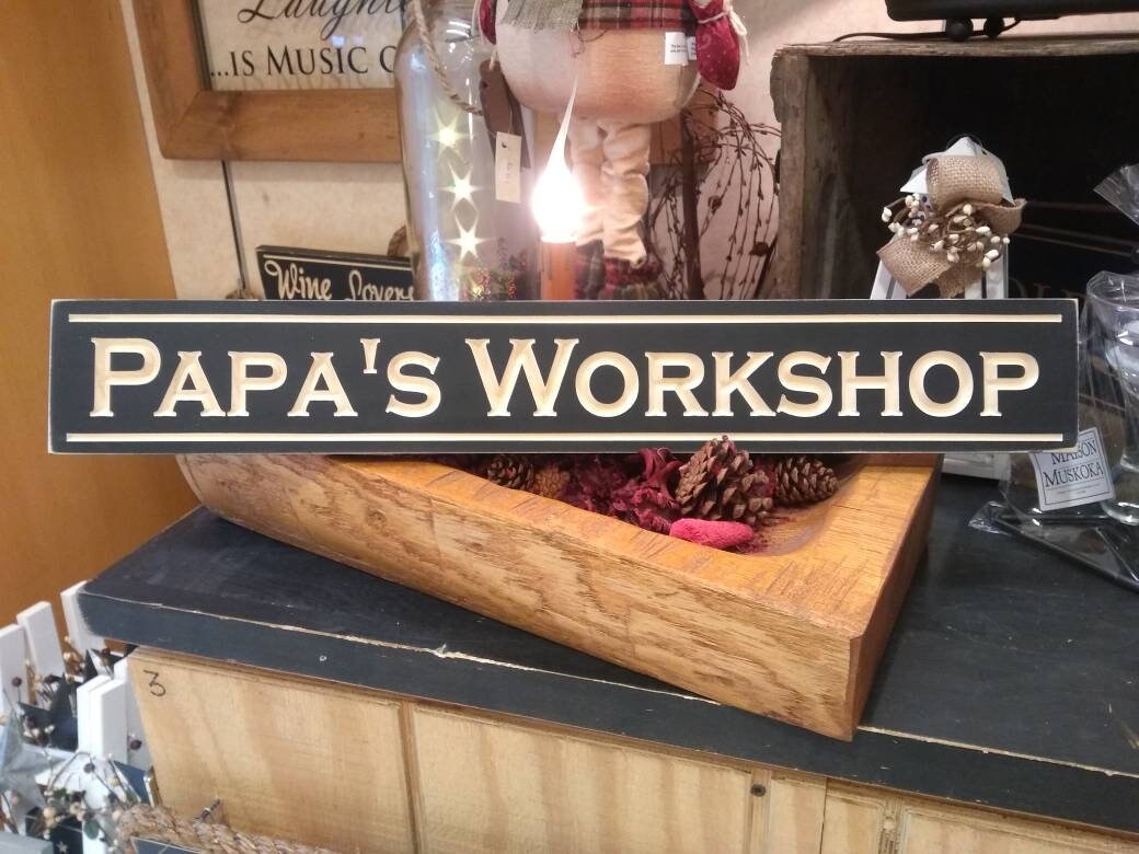 Papa's workshop, personalized Wooden Sign,gift for Papa,Father's day gift