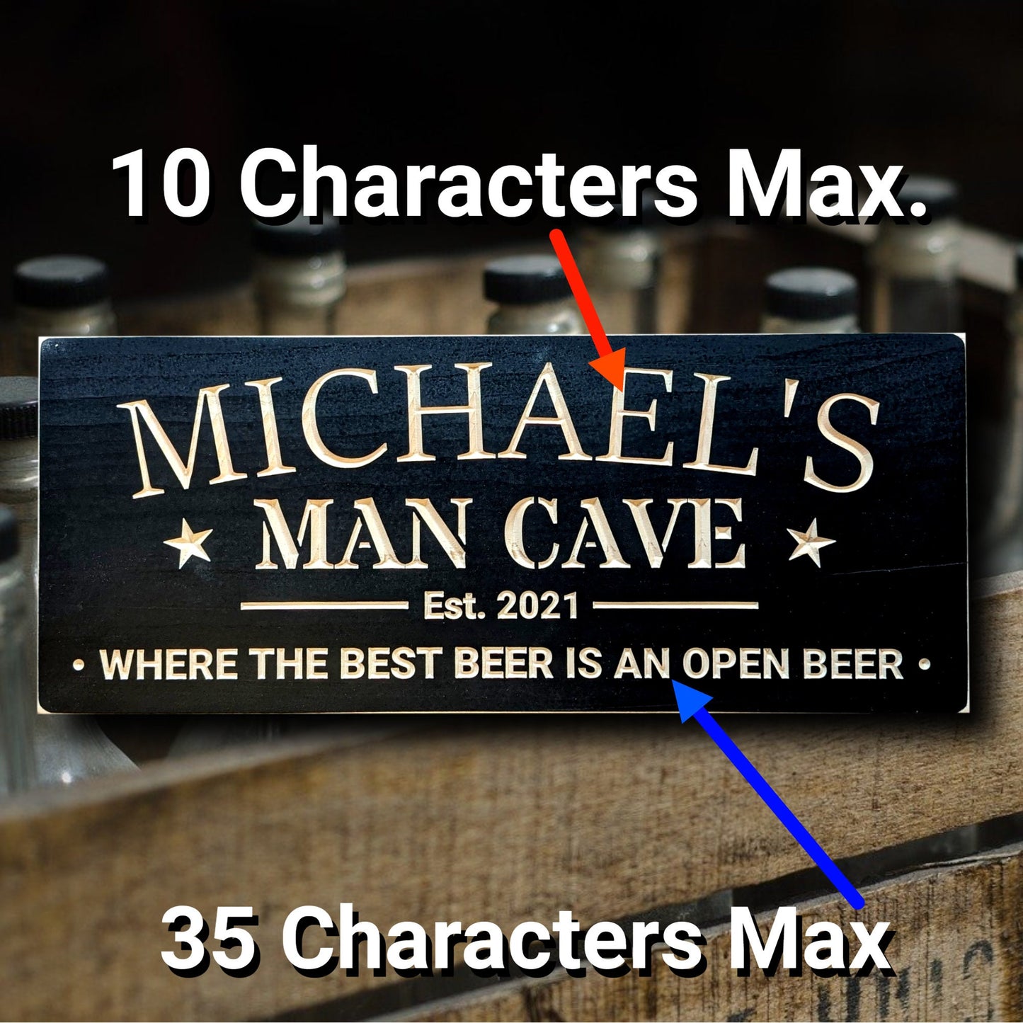 custom Man Cave sign with name, gift for him, Christmas gift, wooden personalized home décor