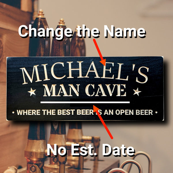custom Man Cave sign with name, gift for him, Christmas gift, wooden personalized home décor