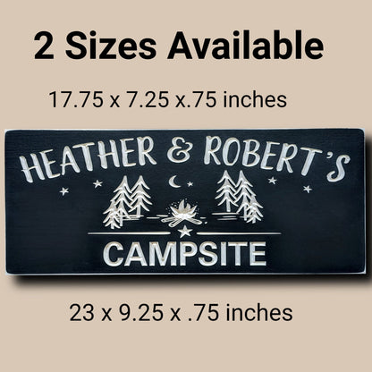 Wooden Campsite Sign, personalized name wood sign, custom camping sign
