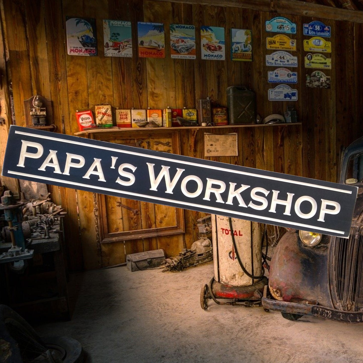 Papa's workshop, personalized Wooden Sign,gift for Papa,Father's day gift
