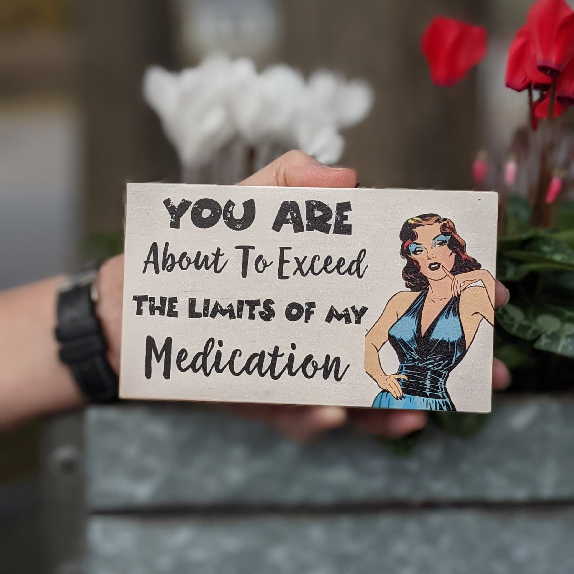 Funny sign, small desk sign, office décor, You are about to exceed the limits of my medication