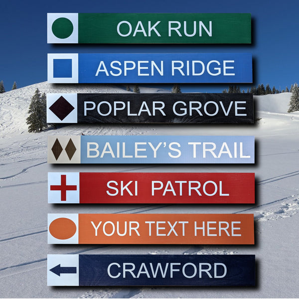 Ski Trail Signs with icons