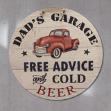 Dad's Garage,red truck round sign, father's day gift