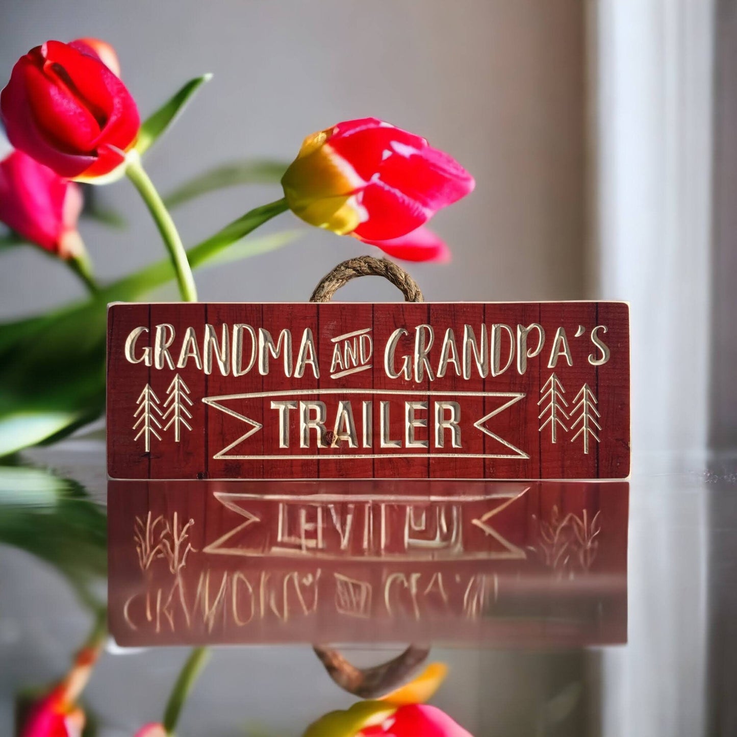 Grandma and Grandpa's sign with red background
