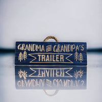 Blue Campground sign, Grandma and Grandpa's Trailer, gift for grandparents, Christmas gift, personalized carved wood sign,custom camper sign
