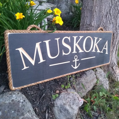 Muskoka Sign with Anchor - Maison Muskoka
