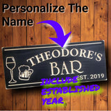Bar Sign with Wine Glass and Beer Mug