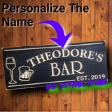 Bar Sign with Wine Glass and Beer Mug
