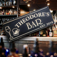 Personalized Bar Sign with wine glass and beer glass