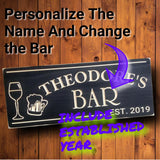 Bar Sign with Wine Glass and Beer Mug
