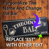 Bar Sign with Wine Glass and Beer Mug
